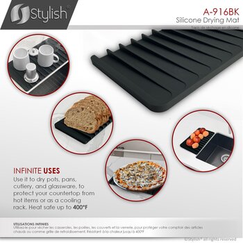 Silicone Drying Mat and Trivet in Black, Infinite Uses