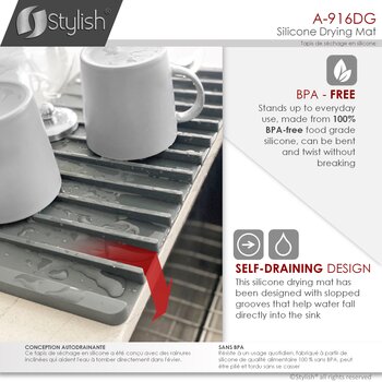 Silicone Drying Mat and Trivet in Dark Gray, BPA Free info