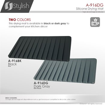 Silicone Drying Mat and Trivet in Dark Gray, Available Colors