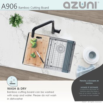 AZUNI Bamboo Cutting Board for Kitchen Sink