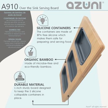 AZUNI Kitchen Sink Bamboo Serving Board set with 3 collapsible containers