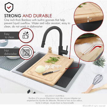 12'' Over the Sink Bamboo Cutting Board, Strong and Durable