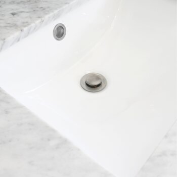 D-700 Series Bathroom Sink Pop-Up Drain with Overflow in Brushed Nickel, Installed View