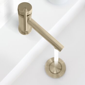 D-700 Series Bathroom Sink Pop-Up Drain with Overflow in Brushed Gold, In Use
