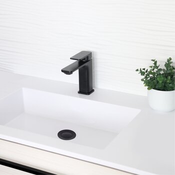 D-700 Series Bathroom Sink Pop-Up Drain with Overflow in Matte Black, Installed View