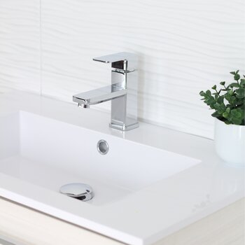 D-701 Series Bathroom Sink Mushroom Pop-Up Drain with Overflow in Polished Chrome, Installed View
