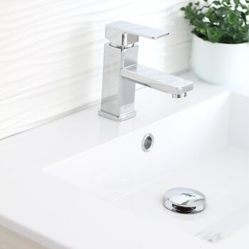 D-701 Series Bathroom Sink Mushroom Pop-Up Drain with Overflow in Polished Chrome, Installed View