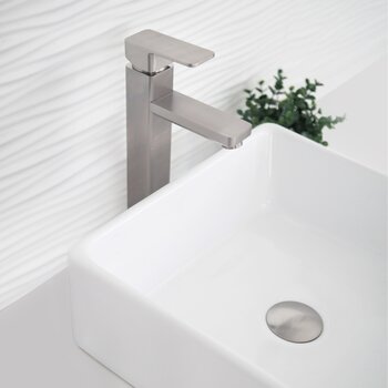 D-702 Series Bathroom Sink Mushroom Pop-Up Drain without Overflow in Brushed Nickel, Installed View