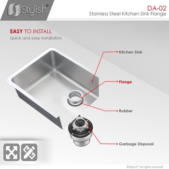 Stainless Steel Sink Flange for Round Drain Hole, Easy to Install