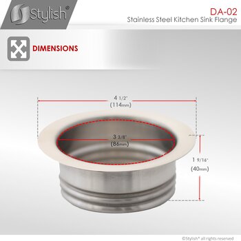 Stainless Steel Sink Flange for Round Drain Hole, Dimensions
