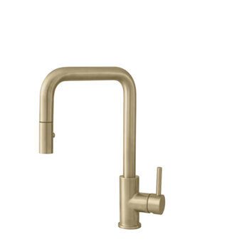 Stylish International STYLISH Kitchen Sink Faucet Single Handle Pull Down Dual Mode in Stainless Steel Brushed Gold