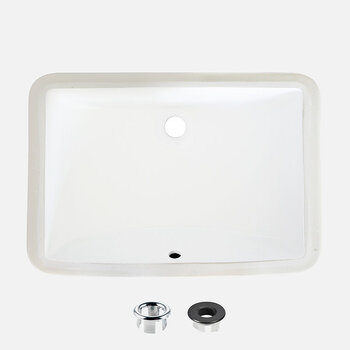 21" W Rectangular Undermount Bathroom Sink with Overflow with 2 Overflow Finishes, 21-1/4" W x 14-1/2" D x 8-1/2" H