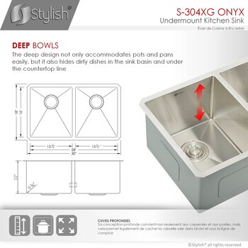 30" Sink 16 or 18 Gauge Kitchen Sink - Dimensions