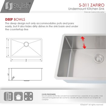 30" Sink - Dimensions