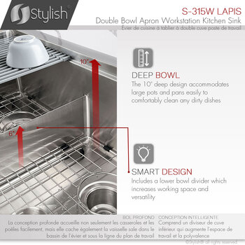 STYLISH Farmhouse Double Bowl Stainless Steel Apron Kitchen Sink