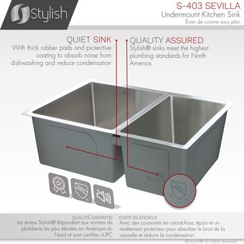 28'' Undermount Double Bowl Kitchen Sink, 18 Gauge Stainless Steel with Standard Strainers, Quiet Sink Info