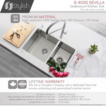 28'' Undermount Double Bowl Kitchen Sink, 18 Gauge Stainless Steel with 2 Grids and 2 Standard Strainers, Warranty Info