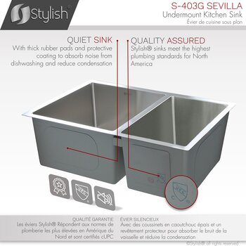 28'' Undermount Double Bowl Kitchen Sink, 18 Gauge Stainless Steel with 2 Grids and 2 Standard Strainers, Quiet Sink Info