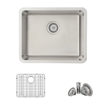22" W Kitchen Sink with Included Sink Grid and Strainer - With Grid