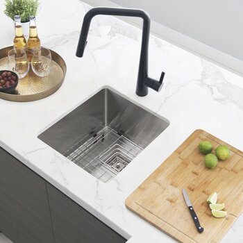 Stainless Steel Kitchen Sink with Included Grids (x2) and Square Strainers (x2)