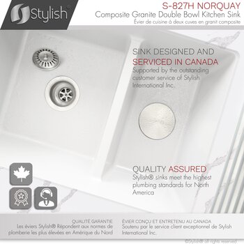 Norquay 27'' Dual Mount 60/40 Double Bowl White Composite Granite Kitchen Sink with Strainers, Quality Assured Info