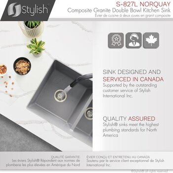 Norquay 27'' Dual Mount 60/40 Double Bowl Gray Composite Granite Kitchen Sink with Strainers, Quality Assured Info