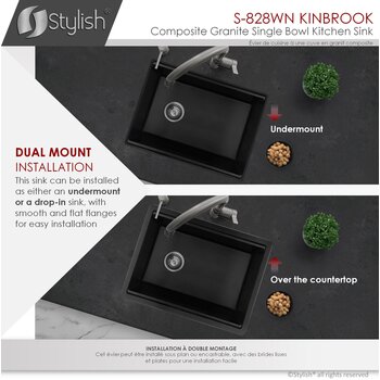 28" Dual Mount Workstation Single Bowl Composite Granite Kitchen Sink with Included Accessories