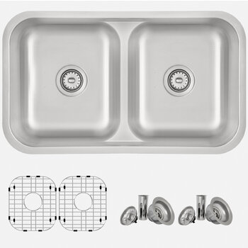 Olivine 32'' Double Bowl Kitchen Sink Set, Included Items