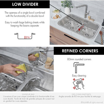 Olivine 32'' Double Bowl Kitchen Sink Set, Low Divider