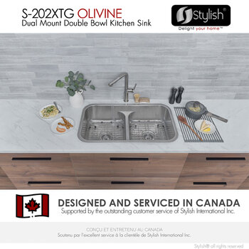 Olivine 32'' Double Bowl Kitchen Sink Set, Designed in Canada