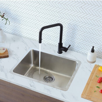 Stylish International STYLISH™ Garnet Single Bowl Dual Mount Stainless Steel Kitchen Sink with Strainer, 23" W, Installed View