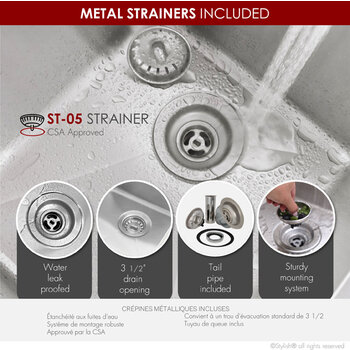 Stylish International Toledo Series Double Bowl Kitchen Sink, Strainers Included