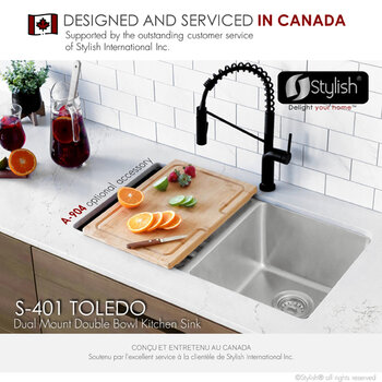 Stylish International Toledo Series Double Bowl Kitchen Sink, Designed in Canada