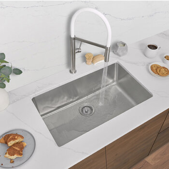 Stylish International STYLISH™ Malaga Single Bowl Dual Mount Stainless Steel Kitchen Sink with Strainer, 30" W, Installed View