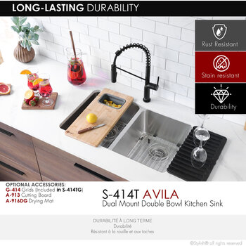 Stylish International Avila Series Double Bowl Kitchen Sink, Long Lasting Durability