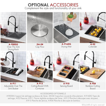 Stylish International Avila Series Double Bowl Kitchen Sink, Optional Accessories