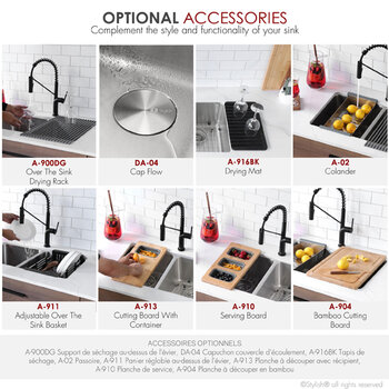 Stylish International Avila Series Double Bowl Kitchen Sink, Optional Accessories