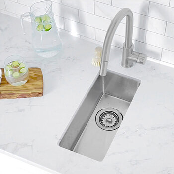 Stylish International Soria Series Single Bowl Kitchen Prep Sink, In Use Kitchen Overhead On View