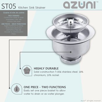 AZUNI Rounded Kitchen Sink Strainer