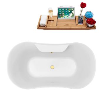 White Foot / Gold Drain - Tub and Tray View 3