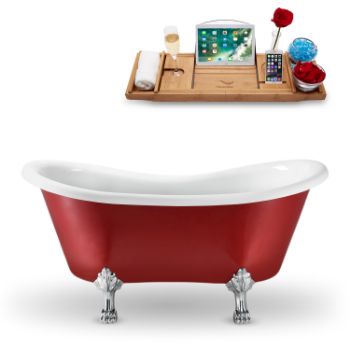 Streamline Red Exterior - Chrome Foot - Tub and Tray View 1
