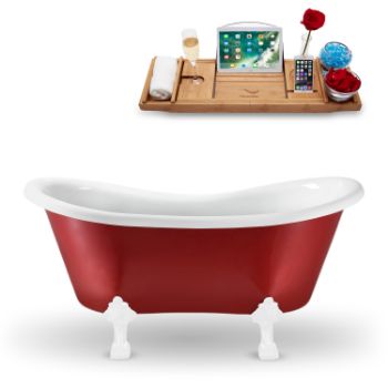 Streamline Red Exterior - White Foot - Tub and Tray View 1