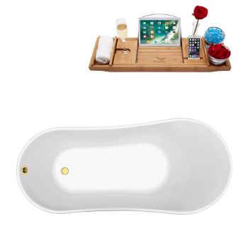 Black Clawfoot/Gold Drain -Tub Top View