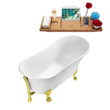 Gold Clawfoot/Gold Drain - Tub Angled View