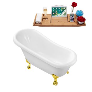 Streamline White Exterior/Gold Clawfoot - Tub Angled View