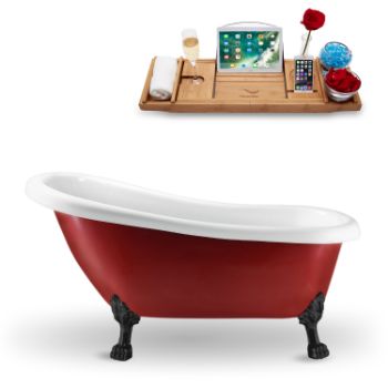 Streamline Red Exterior/Black Clawfoot - Tub Side View