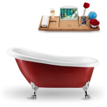 Streamline Red Exterior/Chrome Clawfoot - Tub Side View