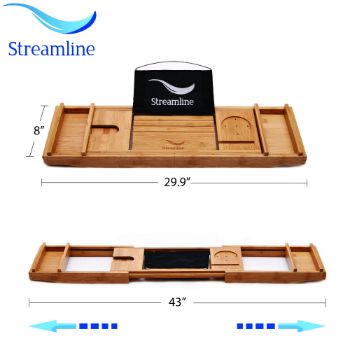 Streamline Natural Bamboo Wood Water Resistant Expandable Tray, Dimensions