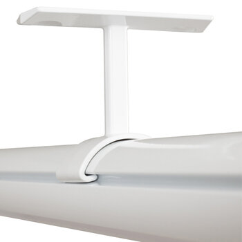 Support for Lighted Closet Rod, White Top Mounted Support Close Up View