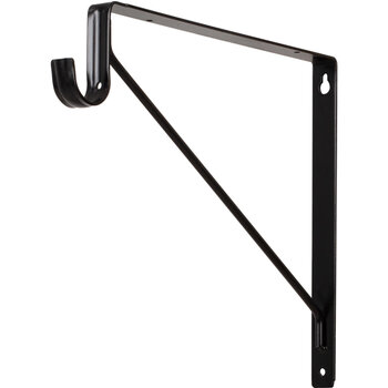 Support for Lighted Closet Rod, Black Shelf Bracket Support